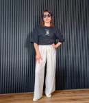 Spodnie damskie wiskoza jasny beż 