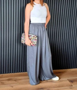 Spodnie damskie wiskoza grafitowe