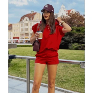 LaBalancia Komplet dresowy damski bluza i spodenki czerwony