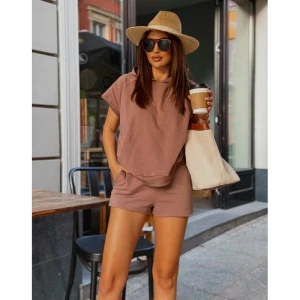 LaBalancia Komplet dresowy damski bluza i spodenki cappuccino 