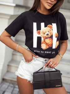 Cocomore t-shirt damski  Miś czarny 