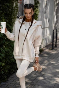 Aszmi Style dres damski,komplet dresowy 3w1 jasny beż