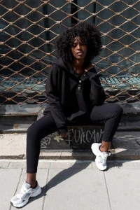 LaBalancia Komplet trzyczęściowy bluza legginsy top  bokserka czarny