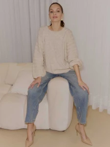 Cocomore Sweter damski   beżowy bufiaste rękawy