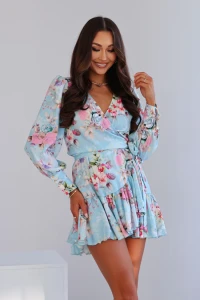 LaBalancia Sukienka ANNA kopertowa kwiaty baby blue