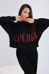 Bluza damska Cherie  z nadrukiem- czarna