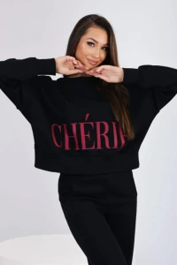 Bluza damska Cherie  z nadrukiem- czarna
