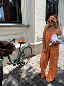 Purpura Kombinezon damski Capri-pomarańczowy wiskoza