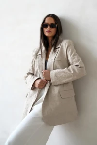 Purpura elegancka  marynarka damska beżowa bawełna