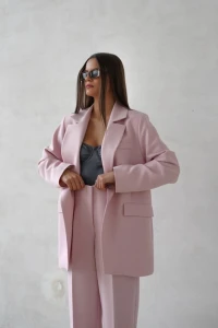 Purpura marynarka damska pastelowy róż  elegancka klasyczna  