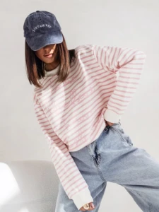Cocomore damska bluza Liv w paski różowo-biała