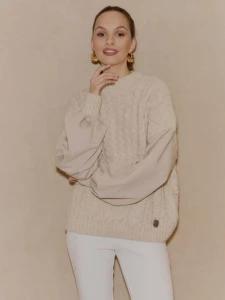 Cocomore sweter damski beżowy dresowe rękawy 