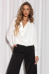 Elegancka bluzka damska z dekoltem wodnym biała Cocomore