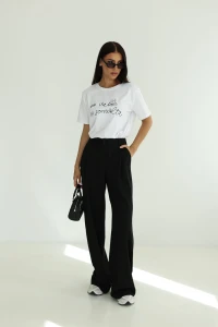 Eleganckie spodnie damskie  czarne  wide leg  