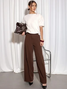 Cocomore spodnie damskie brązowe szeroka nogawka  