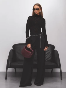 Cocomore bluzka damska golf czarna  koronka