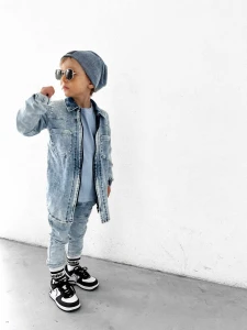 NUNU dziecięca koszula jeans niebieska