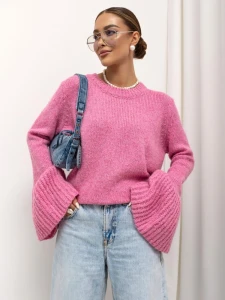 Cocomore sweter damski  różowy rękaw typu dzwonek  