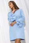 Cocomore sukienka damska niebieska  mini z kokardą na rękawie  
