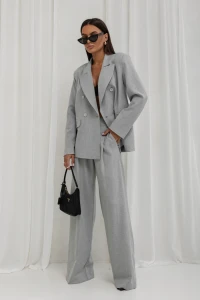 Spodnie damskie Angel szare szeroka nogawka eleganckie