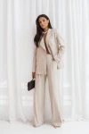 Spodnie damskie Angel  jasny beż szeroka nogawka eleganckie 