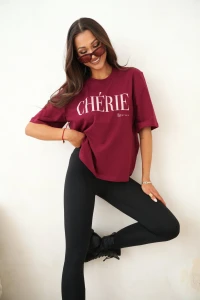 T-shirt damski Cherie bordowy