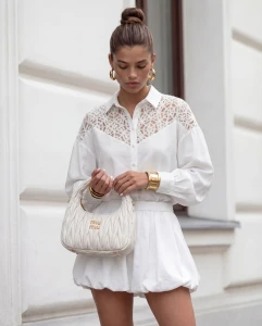 Cocomore koszula damska biała ażurowa koronka 