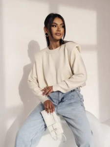 Cocomore sweter damski  z poduszkami  kremowy