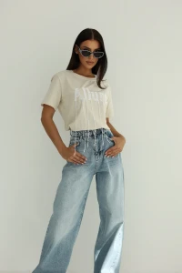T-shirt damski beżowy  Allure  bawełna  