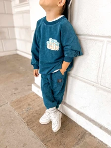 NUNU dziecięce spodnie dresowe niebieskie