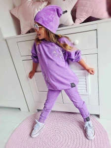 NUNU dziecięce spodnie dresowe dekatyzowane fioletowe