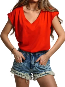 Damski T-shirt lilalou basic czerwony